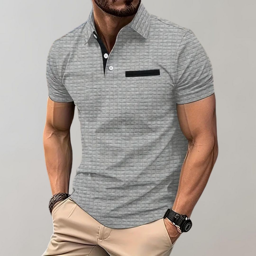 Men's Check Pattern Polo Shirt | Contrast Collar Detail