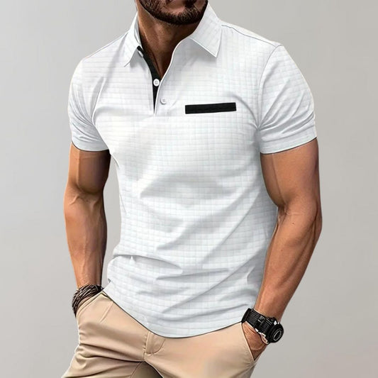 Men's Check Pattern Polo Shirt | Contrast Collar Detail