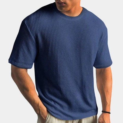 Men's Waffle Knit T-Shirt | Crew Neck Textured Everyday Tee