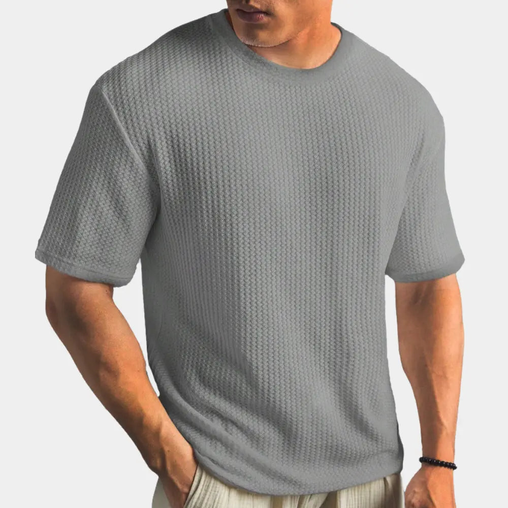 Men's Waffle Knit T-Shirt | Crew Neck Textured Everyday Tee