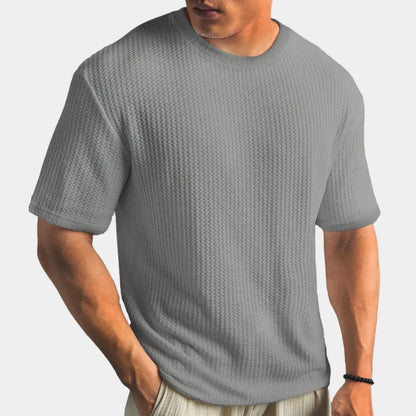 Men's Waffle Knit T-Shirt | Crew Neck Textured Everyday Tee