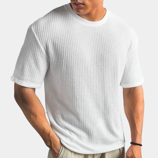 Men's Waffle Knit T-Shirt | Crew Neck Textured Everyday Tee