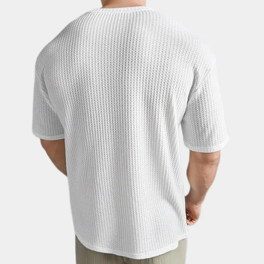 Men's Waffle Knit T-Shirt | Crew Neck Textured Everyday Tee