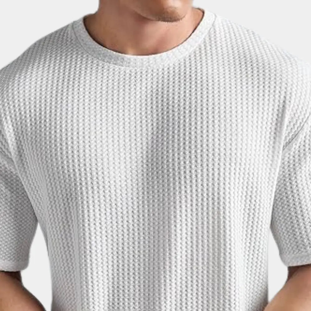 Men's Waffle Knit T-Shirt | Crew Neck Textured Everyday Tee