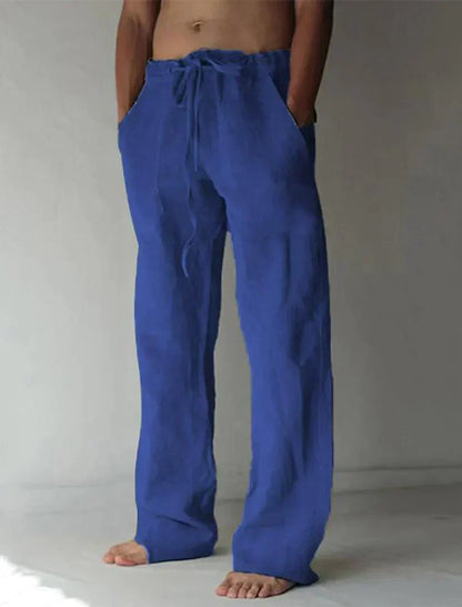 Men's Linen Style Baggy Trousers | Relaxed Drawstring Fit