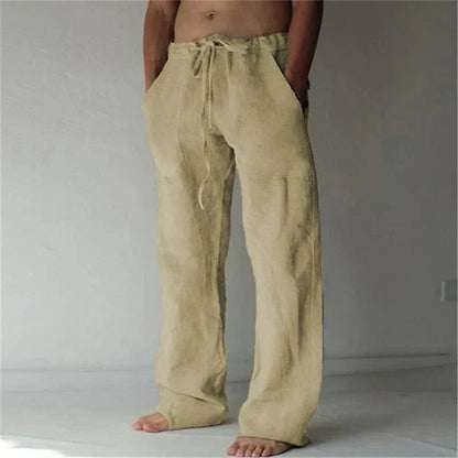 Men's Linen Style Baggy Trousers | Relaxed Drawstring Fit