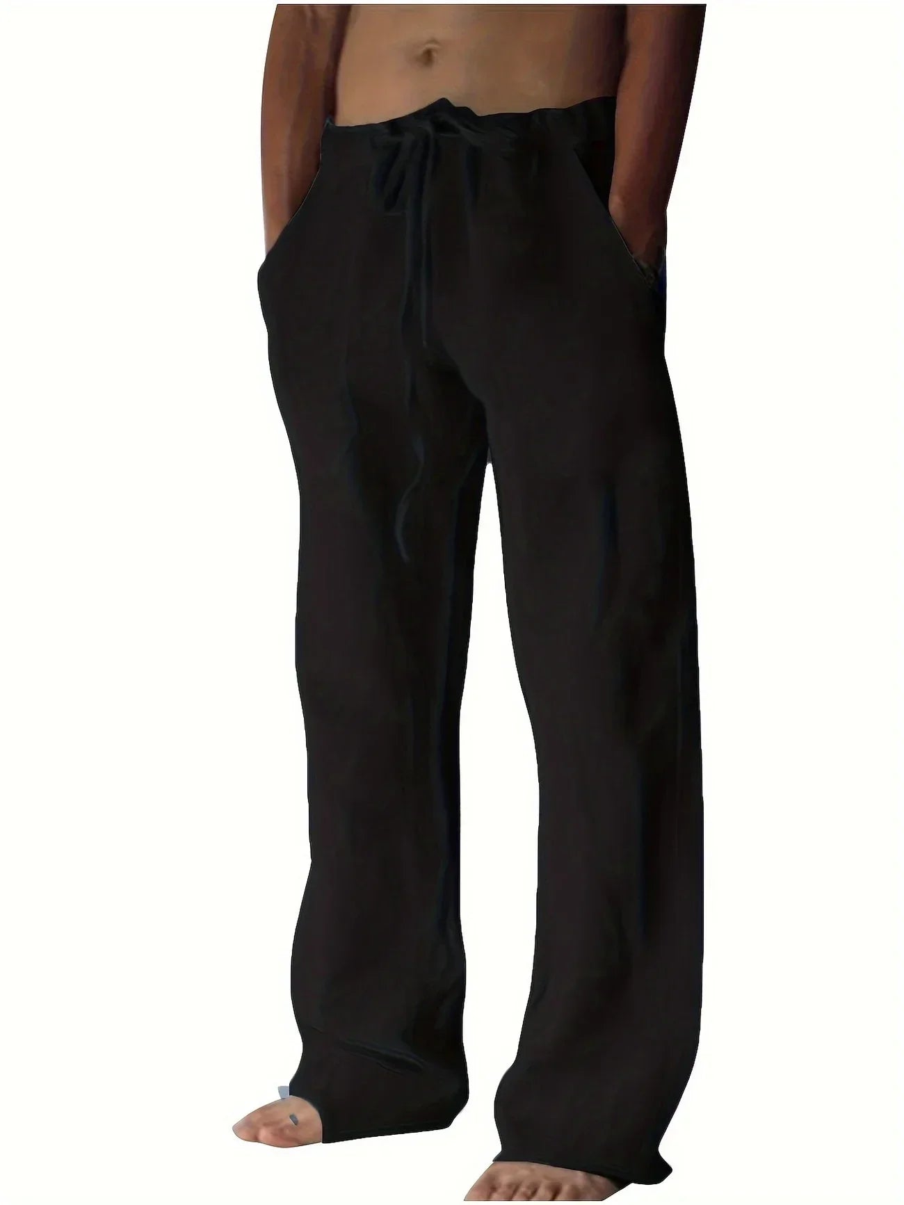 Men's Linen Style Baggy Trousers | Relaxed Drawstring Fit