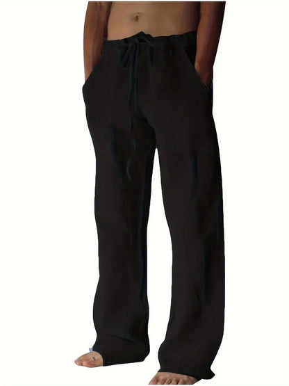 Men's Linen Style Baggy Trousers | Relaxed Drawstring Fit