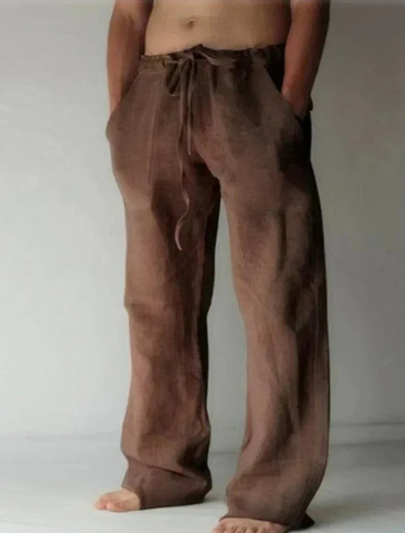 Men's Linen Style Baggy Trousers | Relaxed Drawstring Fit