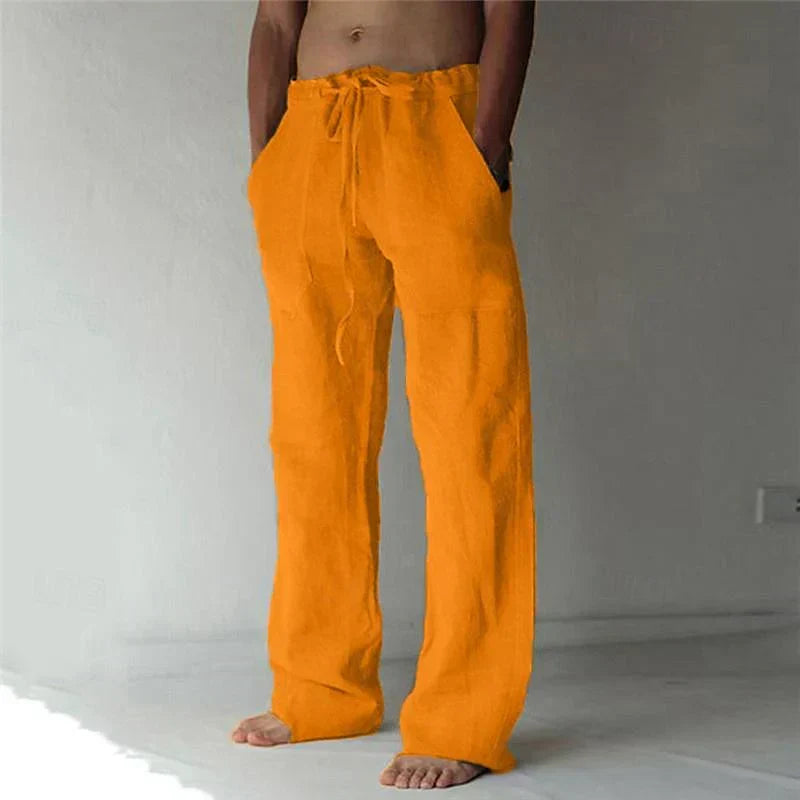 Men's Linen Style Baggy Trousers | Relaxed Drawstring Fit