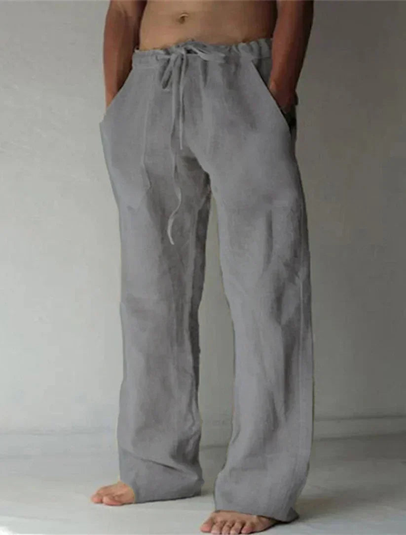 Men's Linen Style Baggy Trousers | Relaxed Drawstring Fit