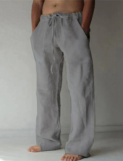 Men's Linen Style Baggy Trousers | Relaxed Drawstring Fit