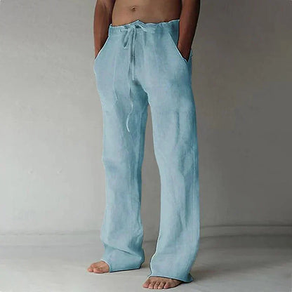 Men's Linen Style Baggy Trousers | Relaxed Drawstring Fit