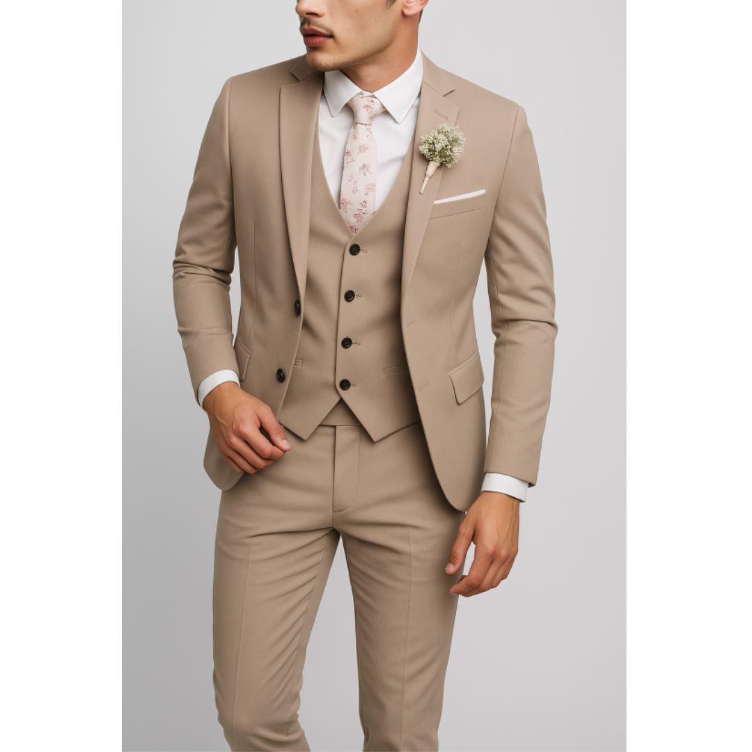 Men's Three-Piece Tailored Suit | Slim Fit Wedding & Formal Style