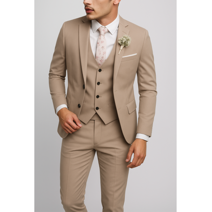 Men's Three-Piece Tailored Suit | Slim Fit Wedding & Formal Style