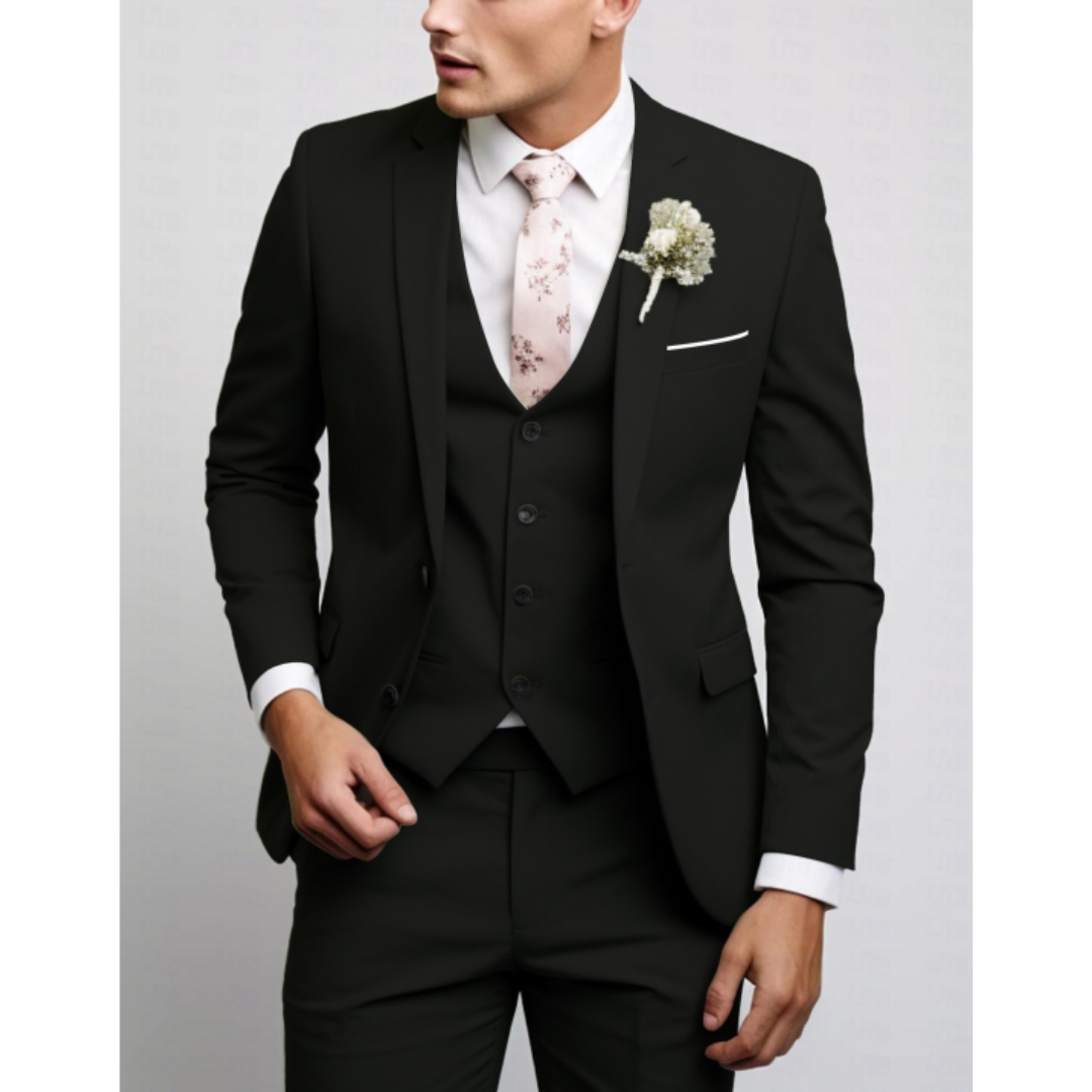 Men's Three-Piece Tailored Suit | Slim Fit Wedding & Formal Style