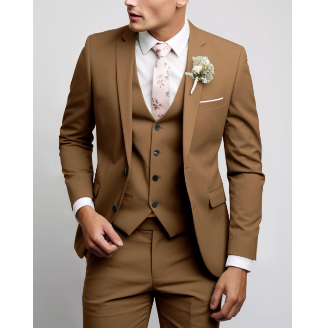 Men's Three-Piece Tailored Suit | Slim Fit Wedding & Formal Style