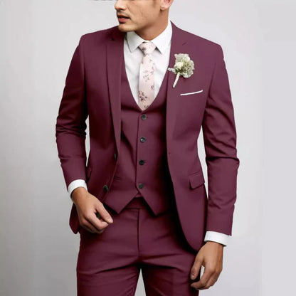 Men's Three-Piece Tailored Suit | Slim Fit Wedding & Formal Style