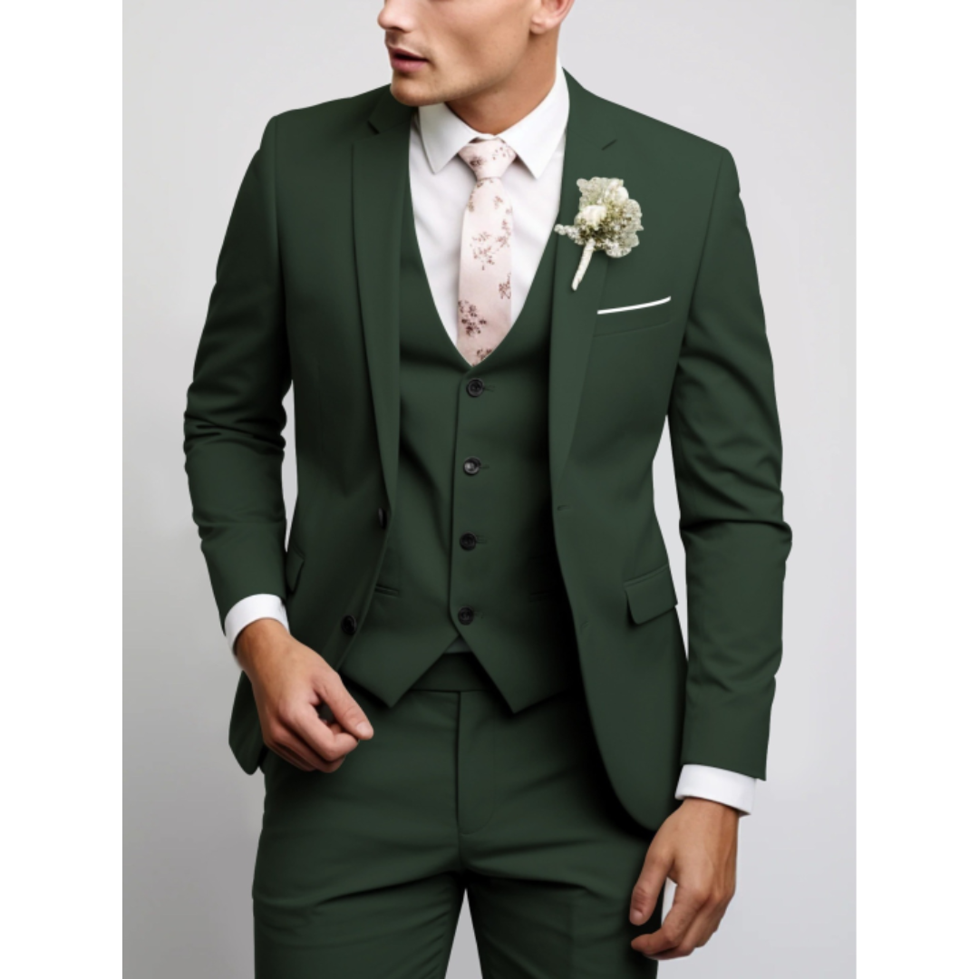 Men's Three-Piece Tailored Suit | Slim Fit Wedding & Formal Style