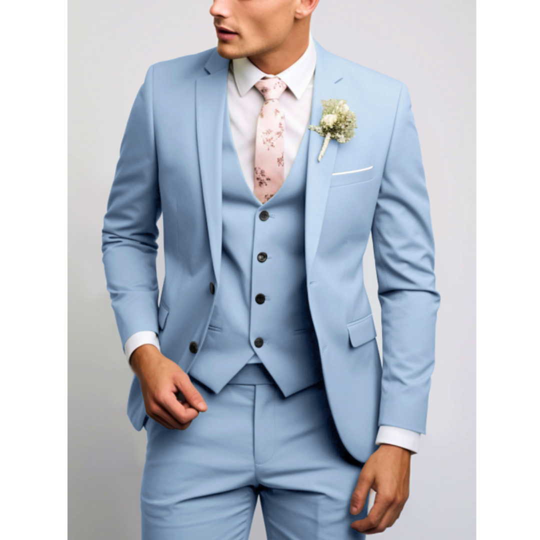 Men's Three-Piece Tailored Suit | Slim Fit Wedding & Formal Style