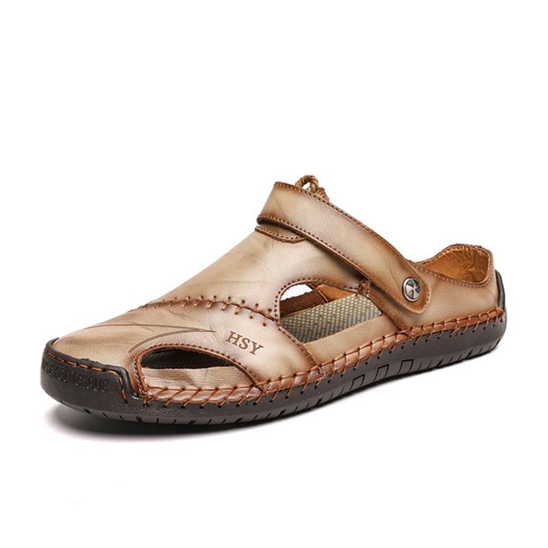 Men's Leather Style Open Sandals | Casual Summer Comfort