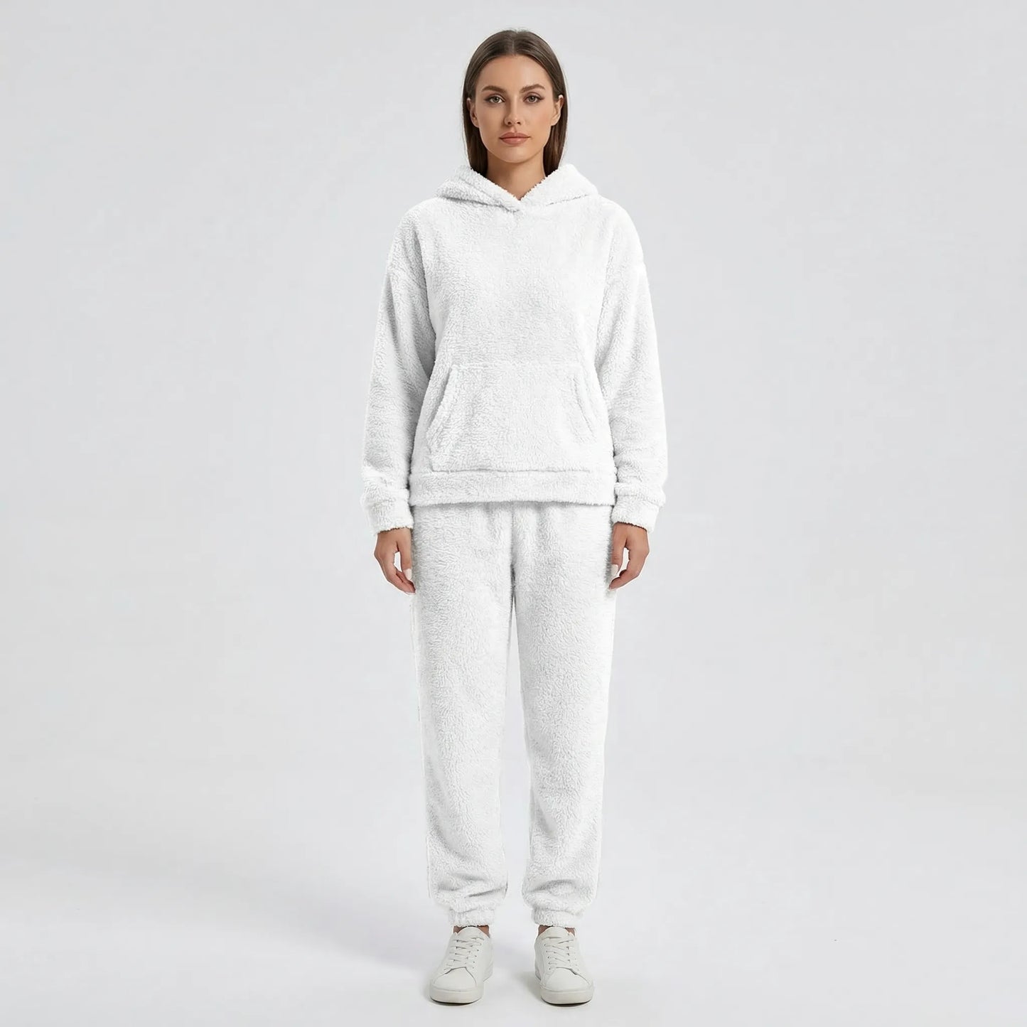 Womens Hooded Plush Loungewear Set | Fluffy Two-Piece Comfort
