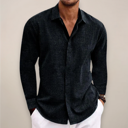 Men's Linen Style Shirt Long Sleeve