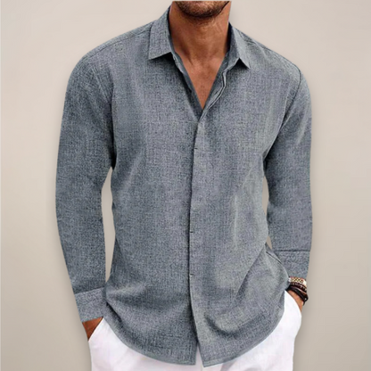 Men's Linen Style Shirt Long Sleeve