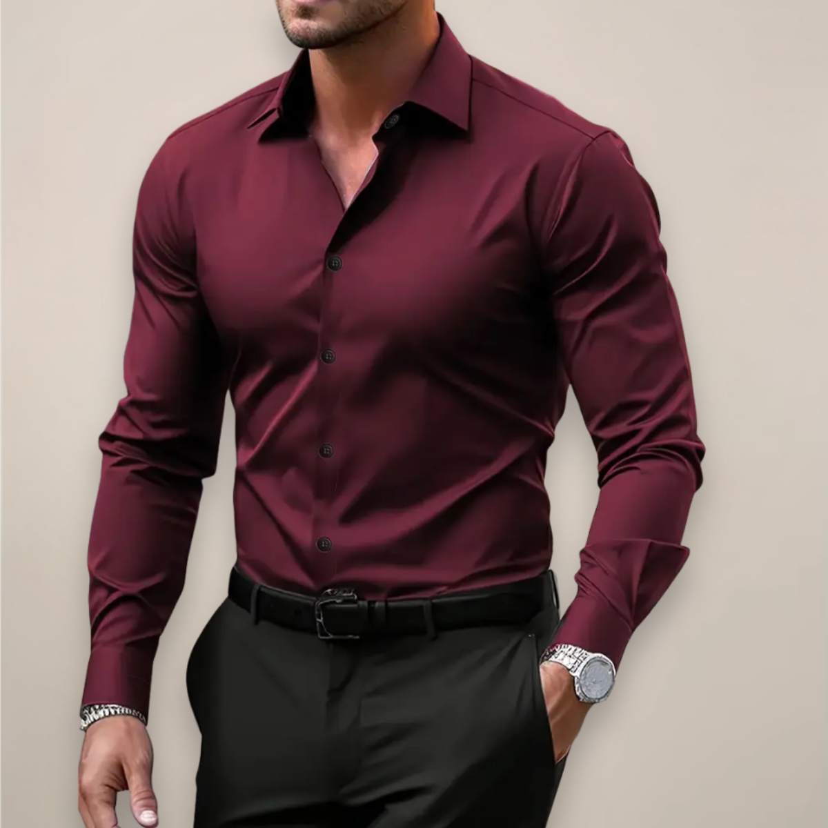 Men's Slim Fit Long Sleeve Shirt