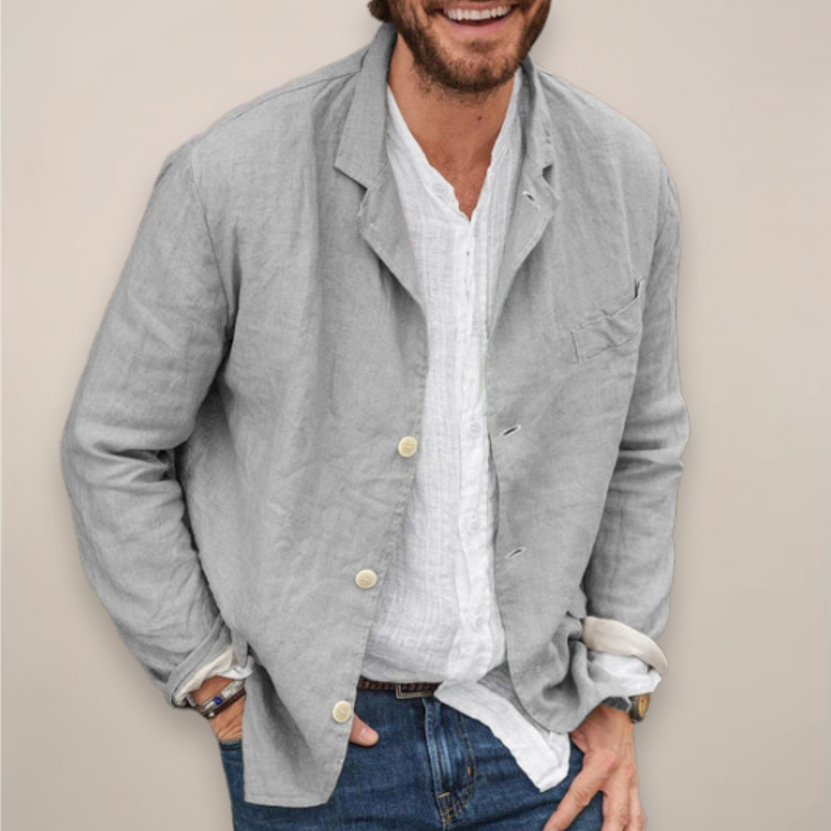 Men's Relaxed Fit Blazer | Casual Summer Linen Style