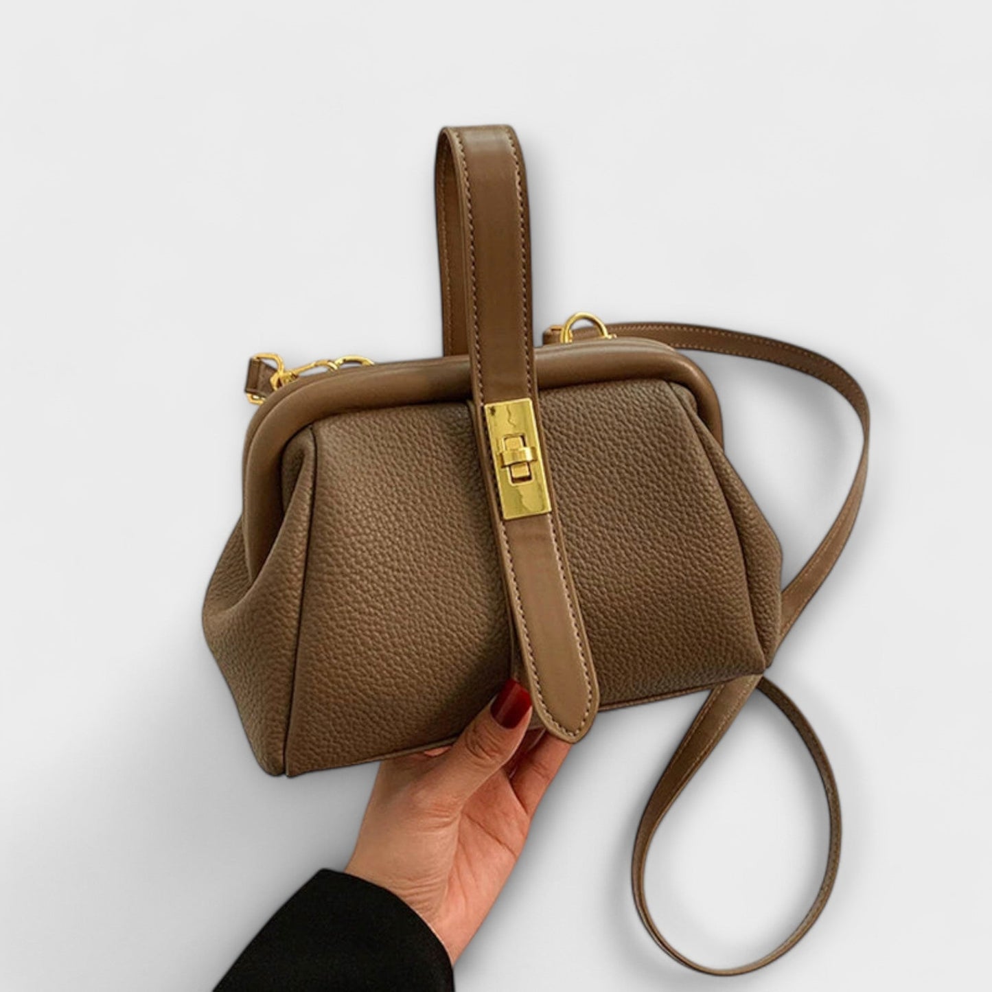Women's Mini Turn-Lock Handbag | Leather-Style Crossbody Style