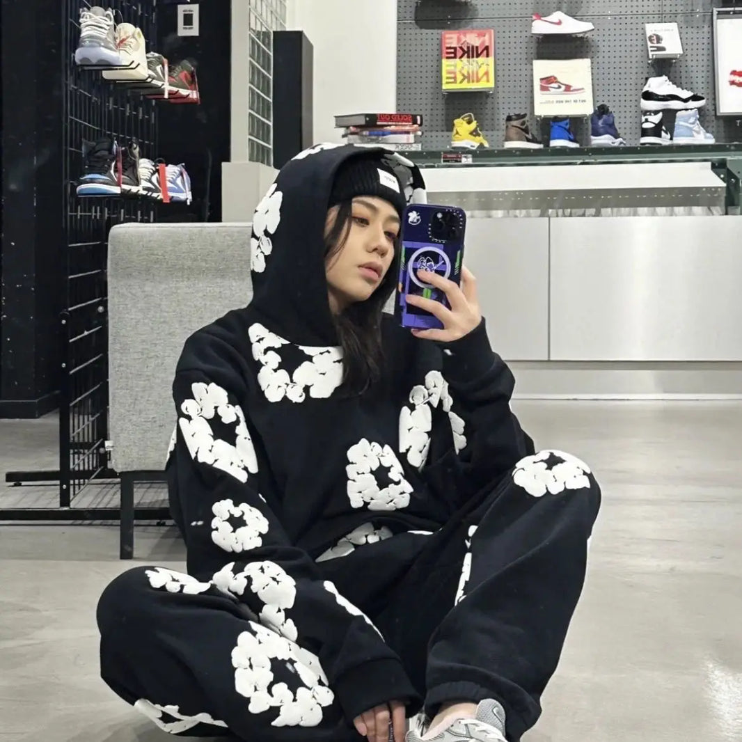 Unisex Floral Print Tracksuit Set