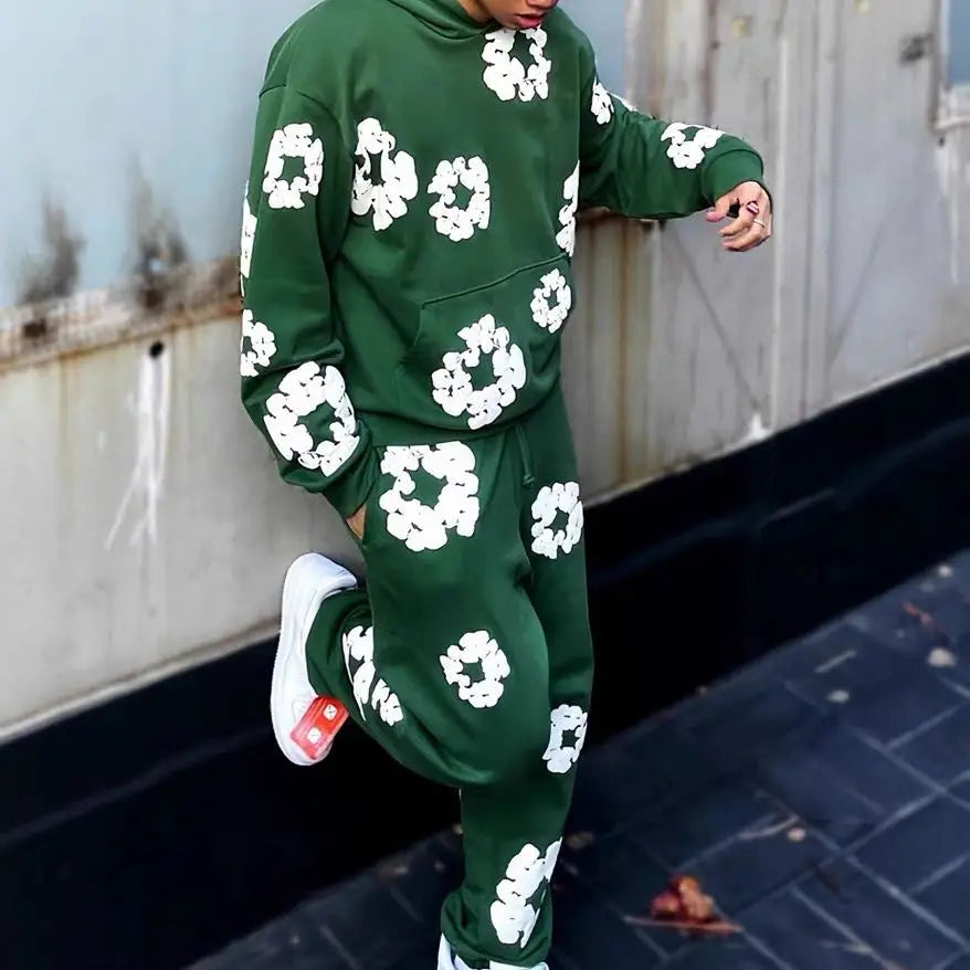 Unisex Floral Print Tracksuit Set