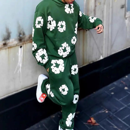 Unisex Floral Print Tracksuit Set