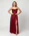 Women's Satin Style Maxi Dress | Cowl Neck Side Slit Evening Dress