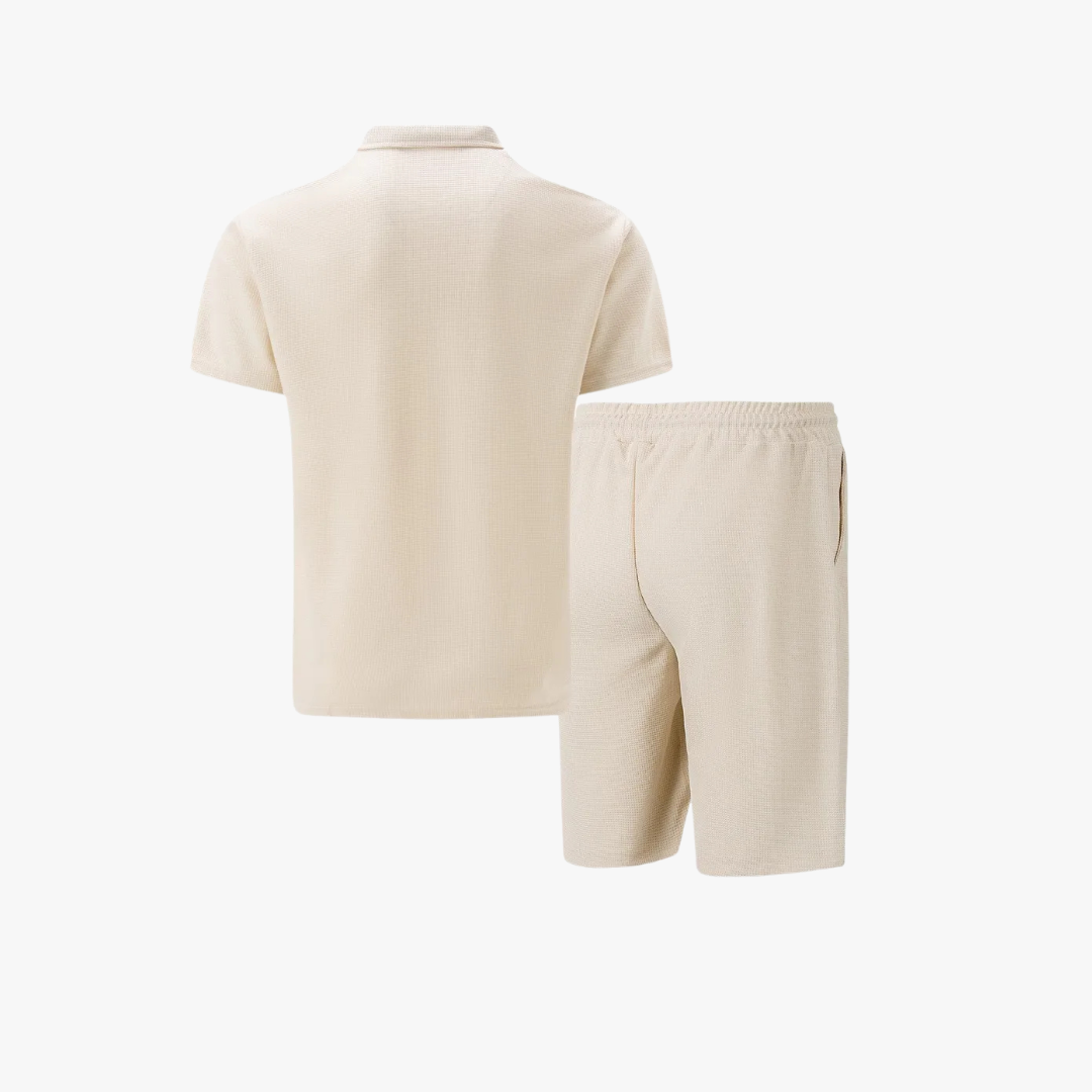Men's Zip Polo Co-Ord Set | Matching Shorts Summer Outfit