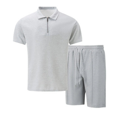 Men's Zip Polo Co-Ord Set | Matching Shorts Summer Outfit