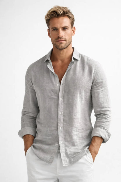 Men's Linen Style Shirt | Lightweight Breathable Casual Fit
