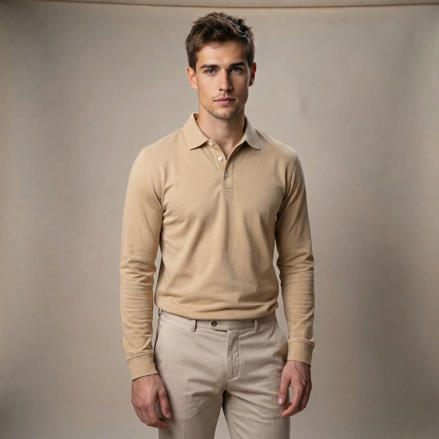 Men's Modern Long Sleeve Polo Shirt