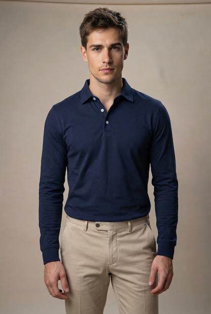 Men's Modern Long Sleeve Polo Shirt