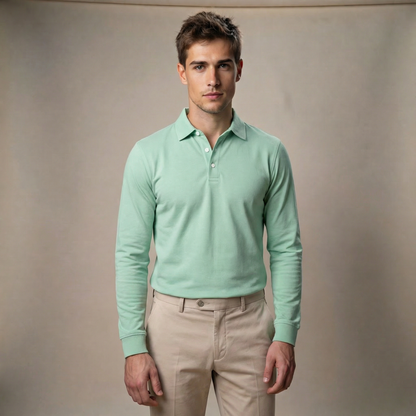 Men's Modern Long Sleeve Polo Shirt