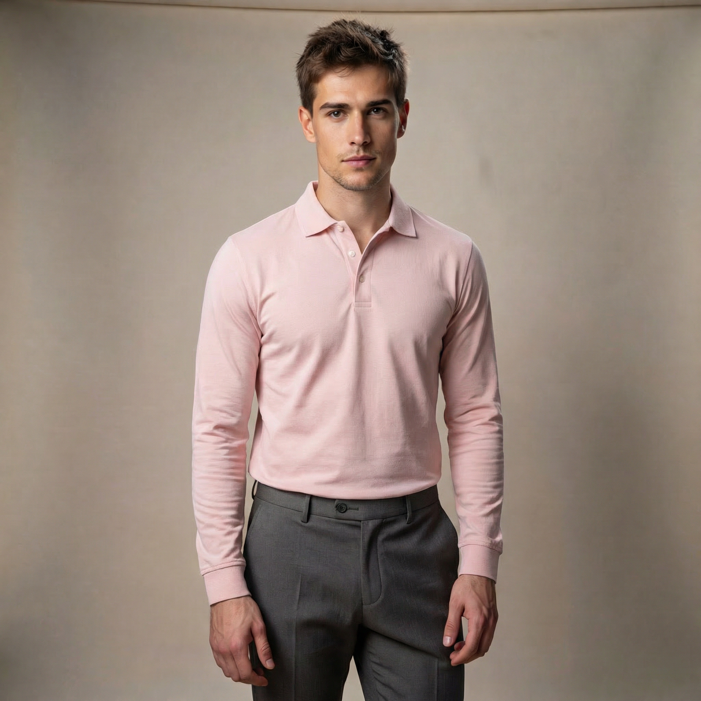 Men's Modern Long Sleeve Polo Shirt