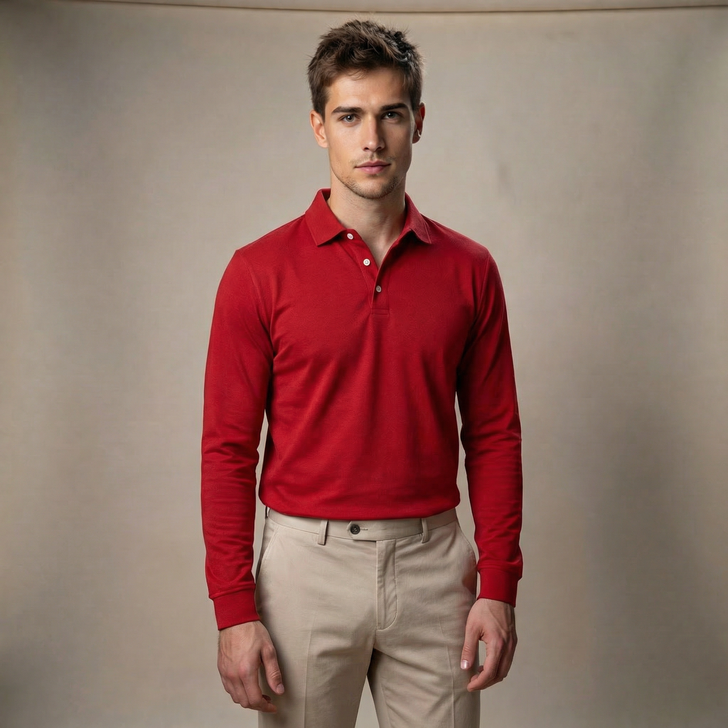 Men's Modern Long Sleeve Polo Shirt