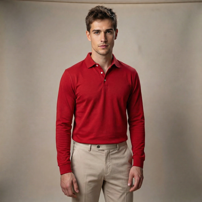 Men's Modern Long Sleeve Polo Shirt