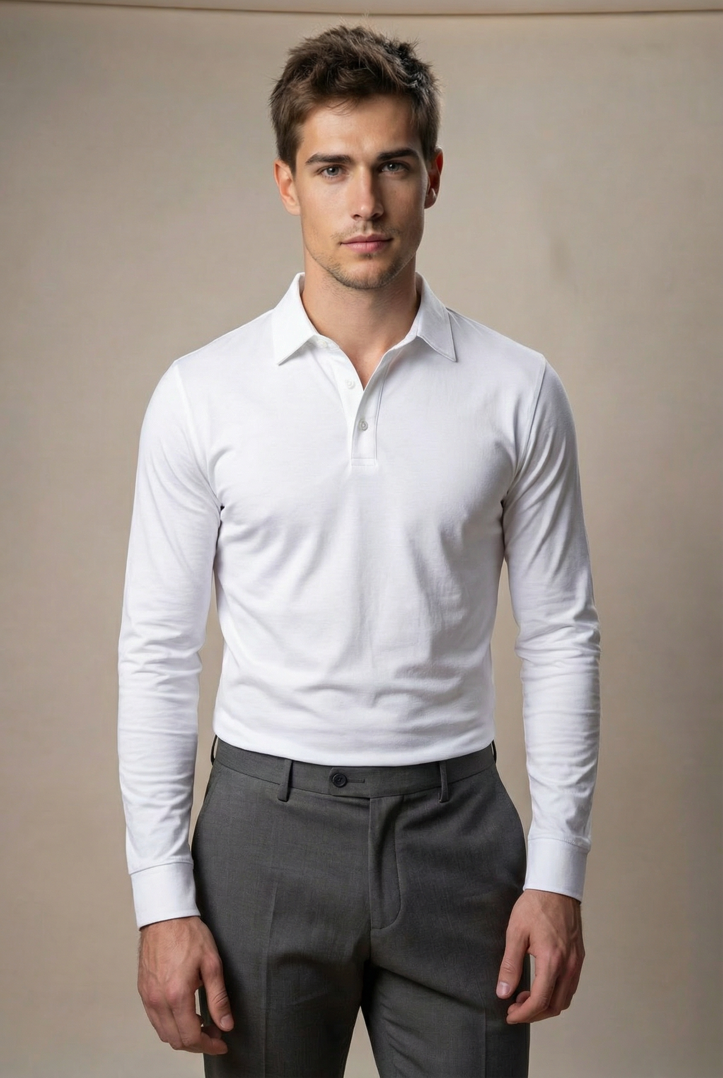 Men's Modern Long Sleeve Polo Shirt