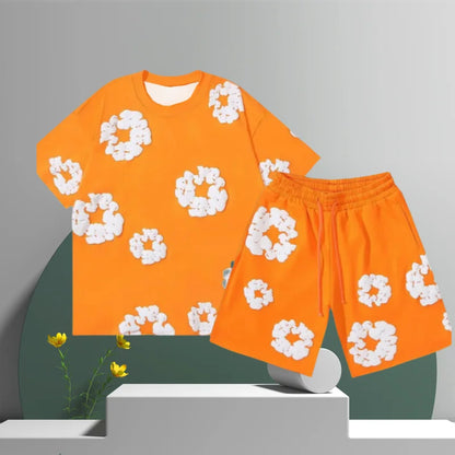 Men's Cotton Flower 3D Printed Shorts Set