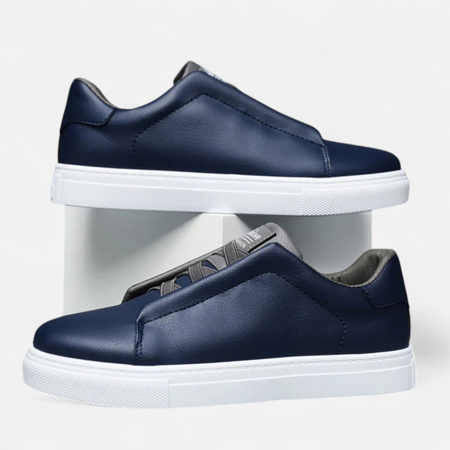 Men's Slip-On Leather Style Sneakers | Laceless Casual Shoes