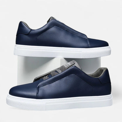 Men's Slip-On Leather Style Sneakers | Laceless Casual Shoes