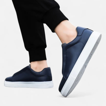 Men's Slip-On Leather Style Sneakers | Laceless Casual Shoes