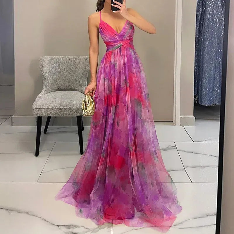 Women's Floral Maxi Dress | V-Neck Wedding Guest Style